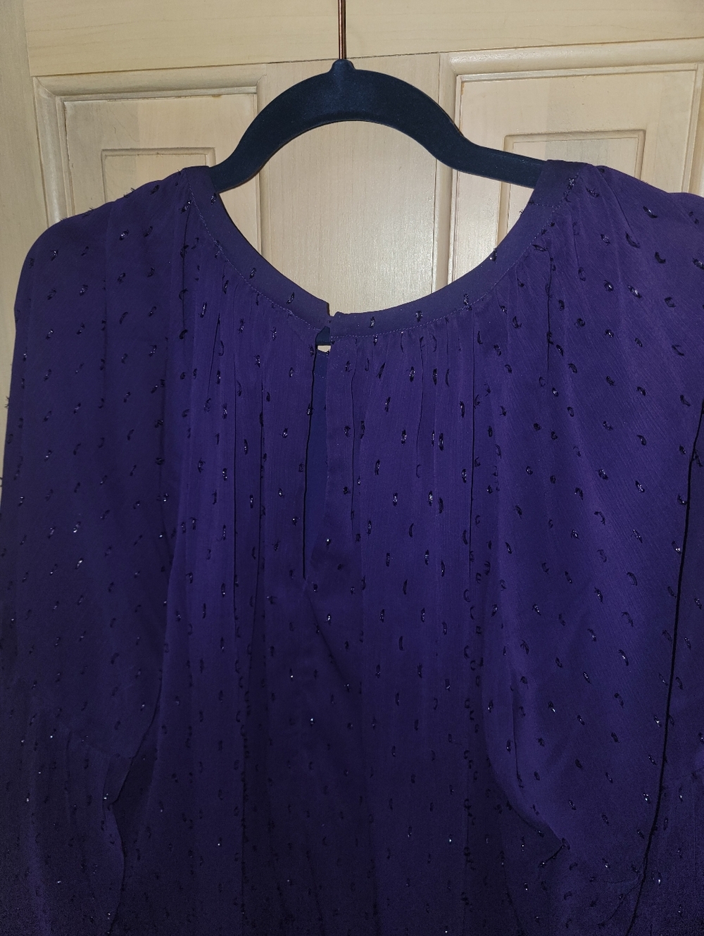 MICHAEL Michael Kors Purple Lng Sleeve Blouse with Sparkle Dot Womens Plus Sz 2X - Picture 5 of 5